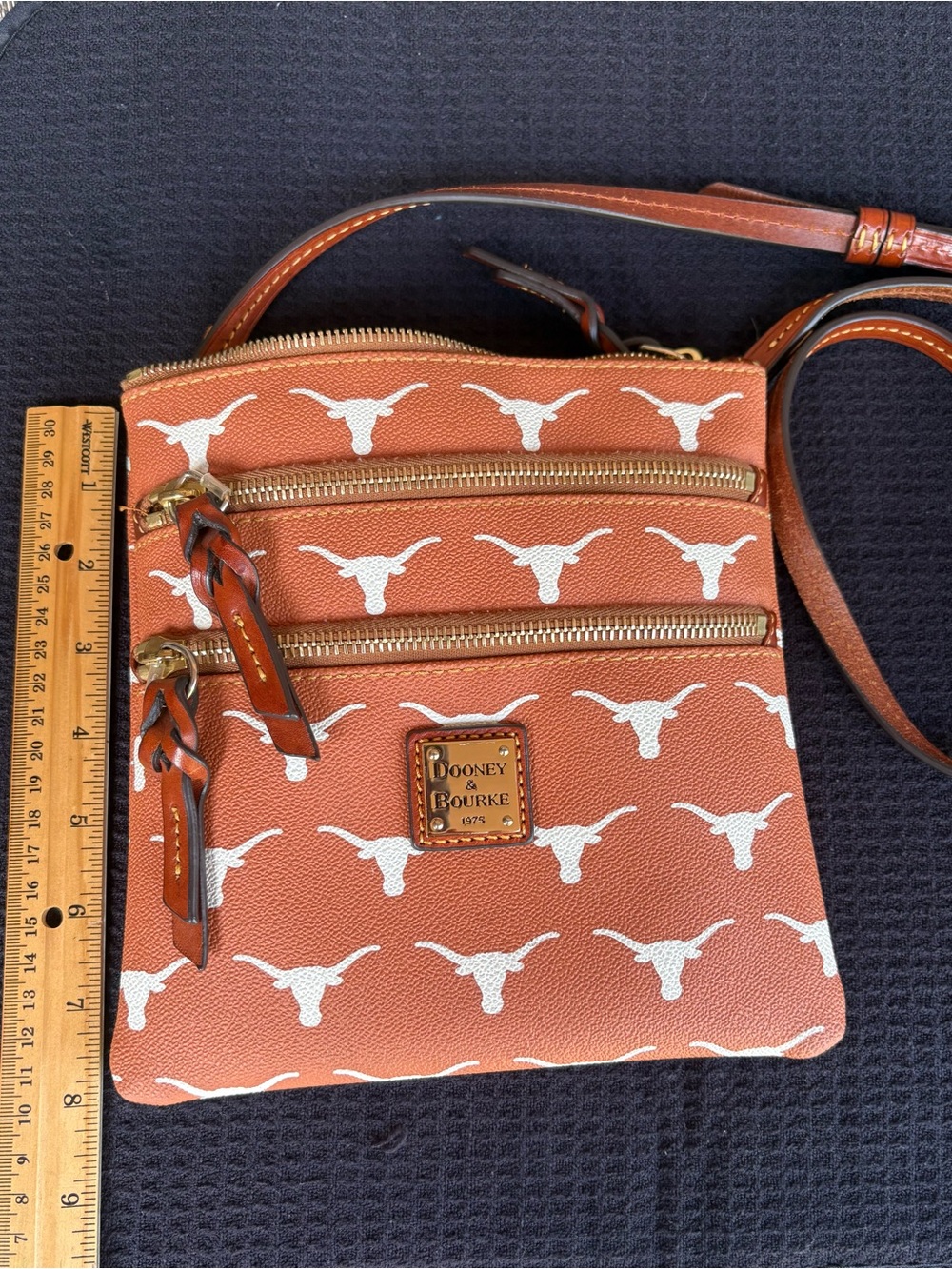 Dooney & Bourke Burnt Orange Crossbody with White Texas Longhorn Motif - Picture 7 of 7